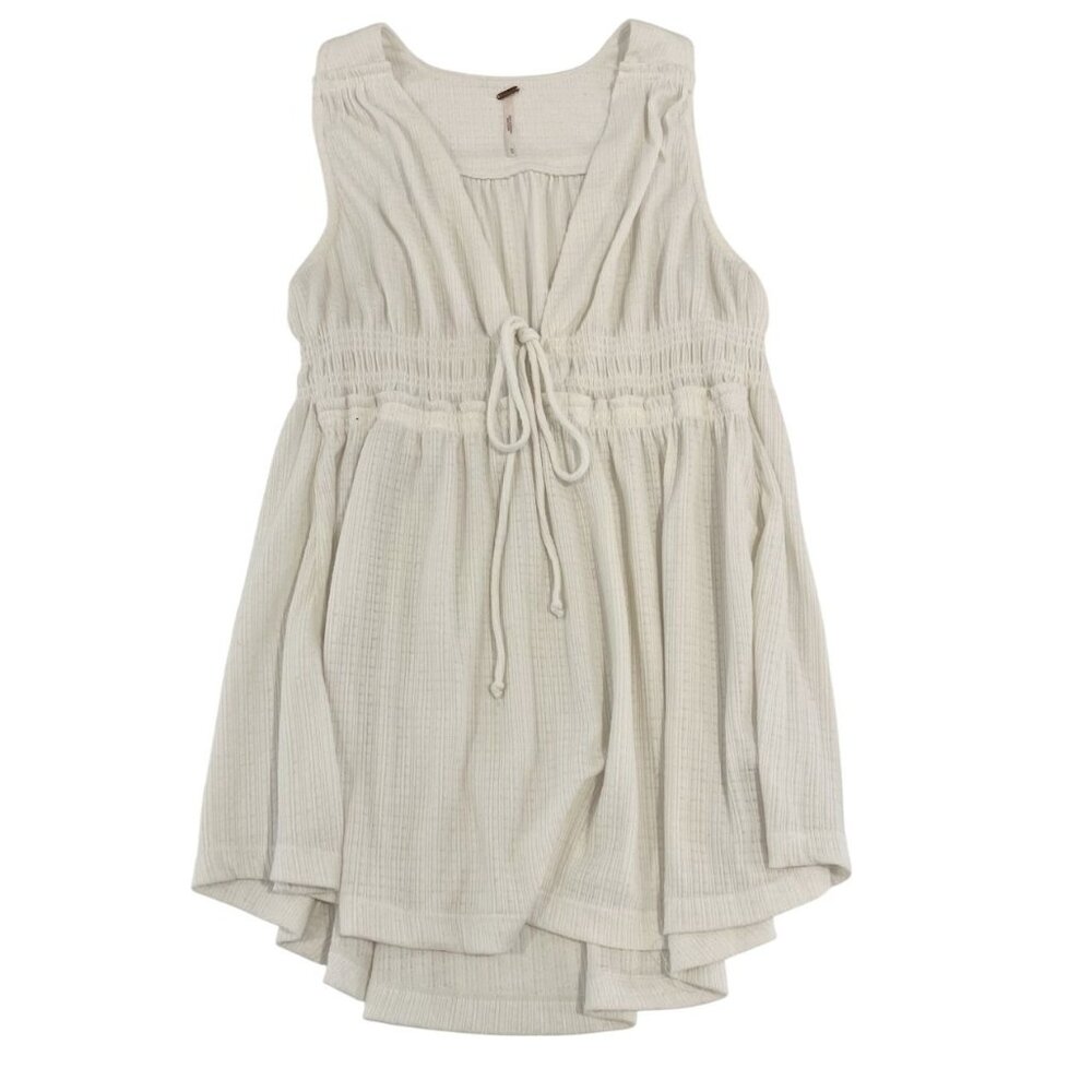 Free People Beach Bound Plunging Tank Top White Tie Front V-neck Size Medium